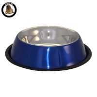 Ellie-Bo Large Stainless Steel Anti-Skid Bowl in Blue